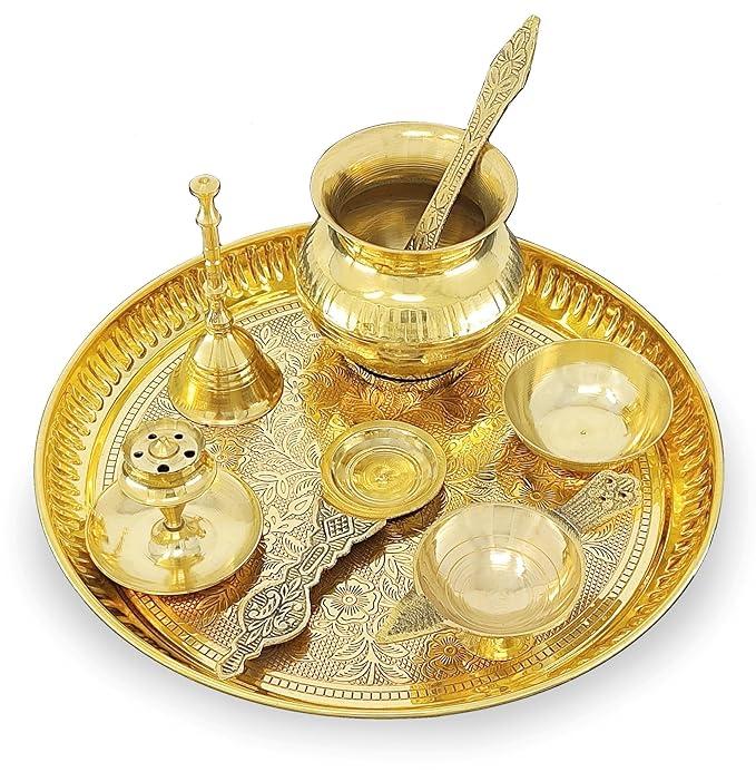 Brass Pooja Thali Set 20.32CM
