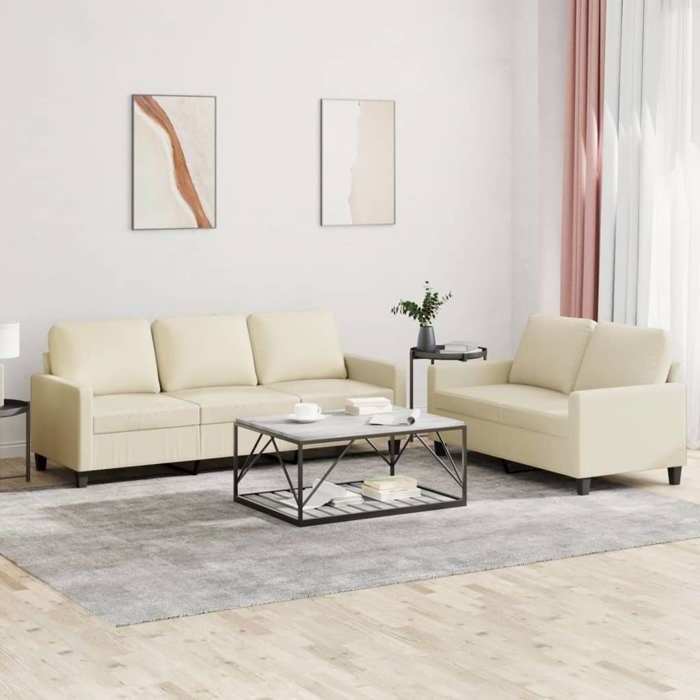VidaXL Ensemble de Canapés avec Coussins 2 pcs, Canapés avec Accoudoirs et Dossier, Ensemble de Meubles, Mobilier de Salon, 3201419