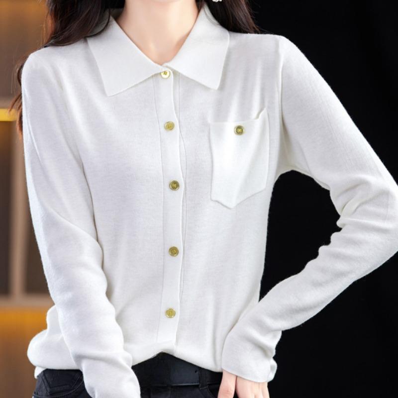 

Женская мода, повседневный однотонный принт, осень-зима, свободные свитера с длинными рукавами и воротником-поло XXL белый