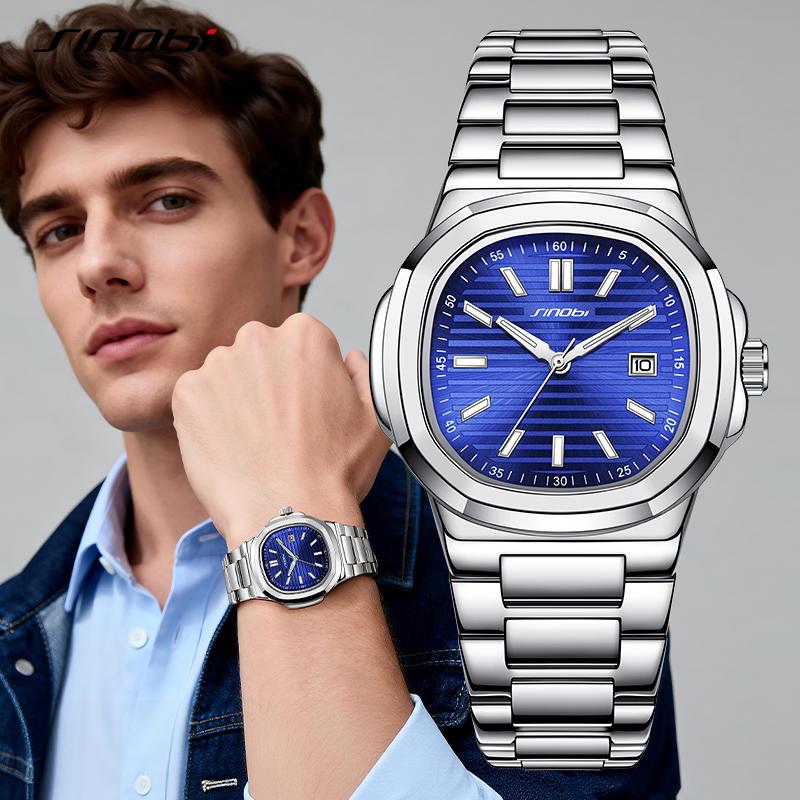 SINOBI Fashion Design Men's Quartz Watches Original Style Mans Wristwatches Business Gifts Clock for Husband,Family,Friend