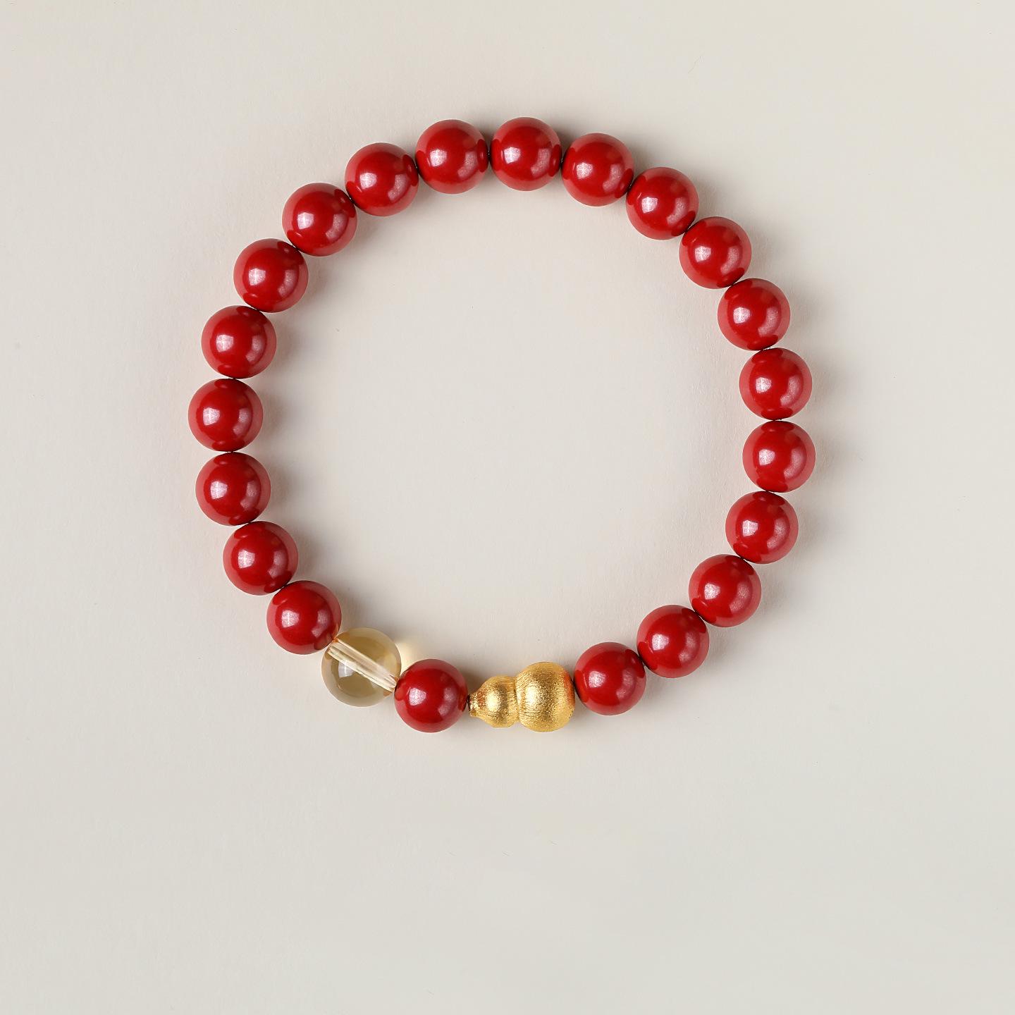 

Natural Garnet Imperial Cinnabar Women s Zodiac Crystal Gourd Bracelet Normal Content Purple Gold Sand Gourd Bracelet
