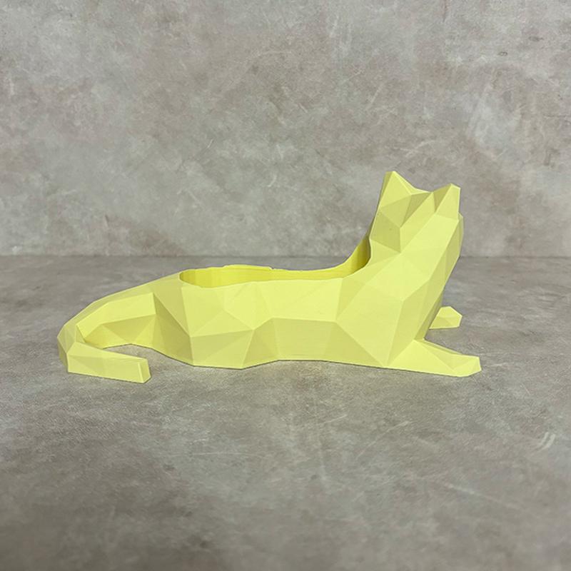 Geometric Cat Flower Pot Succulent Plant Pot Plastic Planter Desktop Ornament Home Office Decoration