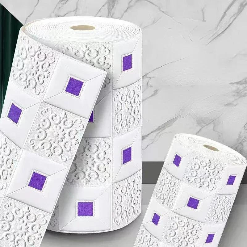 3D Soft Foam Brick Wallpaper Sticker Roll DIY Self Adhesive Living Room Home Kitchen Bathroom Decorative Wall Paper