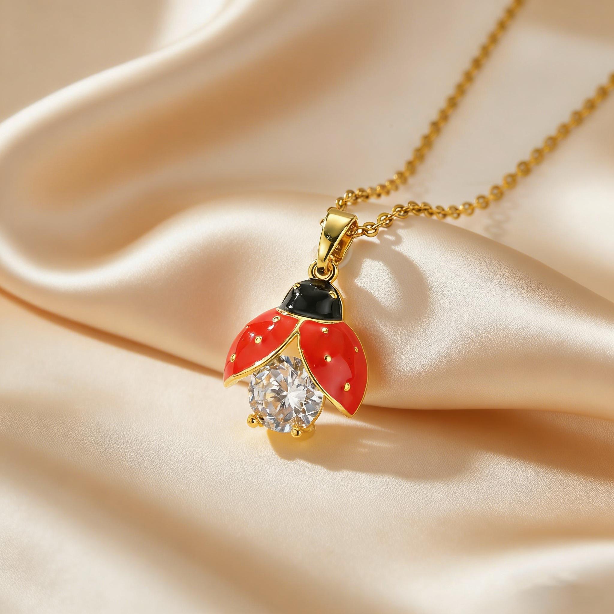 

Cute Enamel Ladybug Elephant Pendant Necklace for Women Girl, Fashion Zircon Colorful Charms Necklace, Dainty Jewelry Gifts