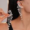 Ear-free Super Fairy Zircon Imitation Pearl Tassel Ear Clip Earrings Personalized Light Luxury Niche High-end Earrings 