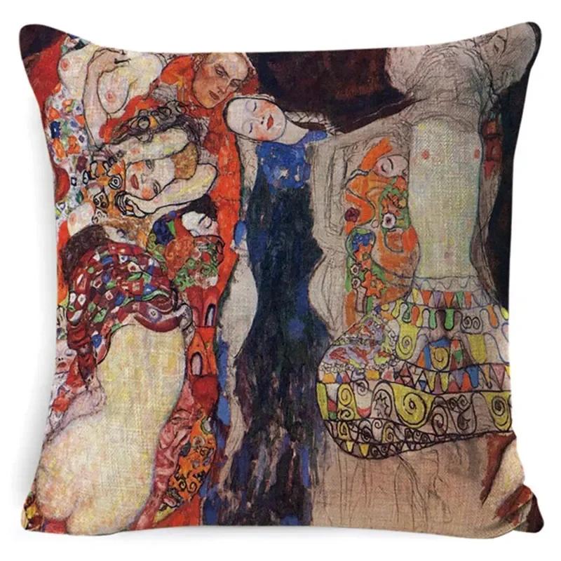 Gustav Klimt Painting Cushion Cover Gold Pattern Print Pillow Cover Throw Pillowcase Decorative For Home S