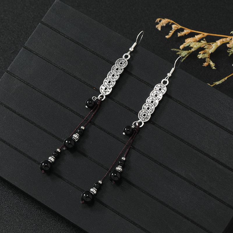 Niche Copper Coins, Fringed Earrings, Mountain Ghosts Spend Money On Long Earrings, Retro Personalized Antique Earrings.