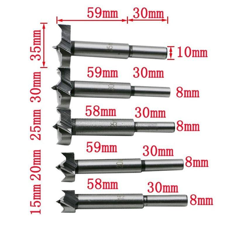 5PCS New Woodworking Drill Bit 15-35mm Hinge Cutter Boring Drill Bit Carbide Tipped Drill Bit