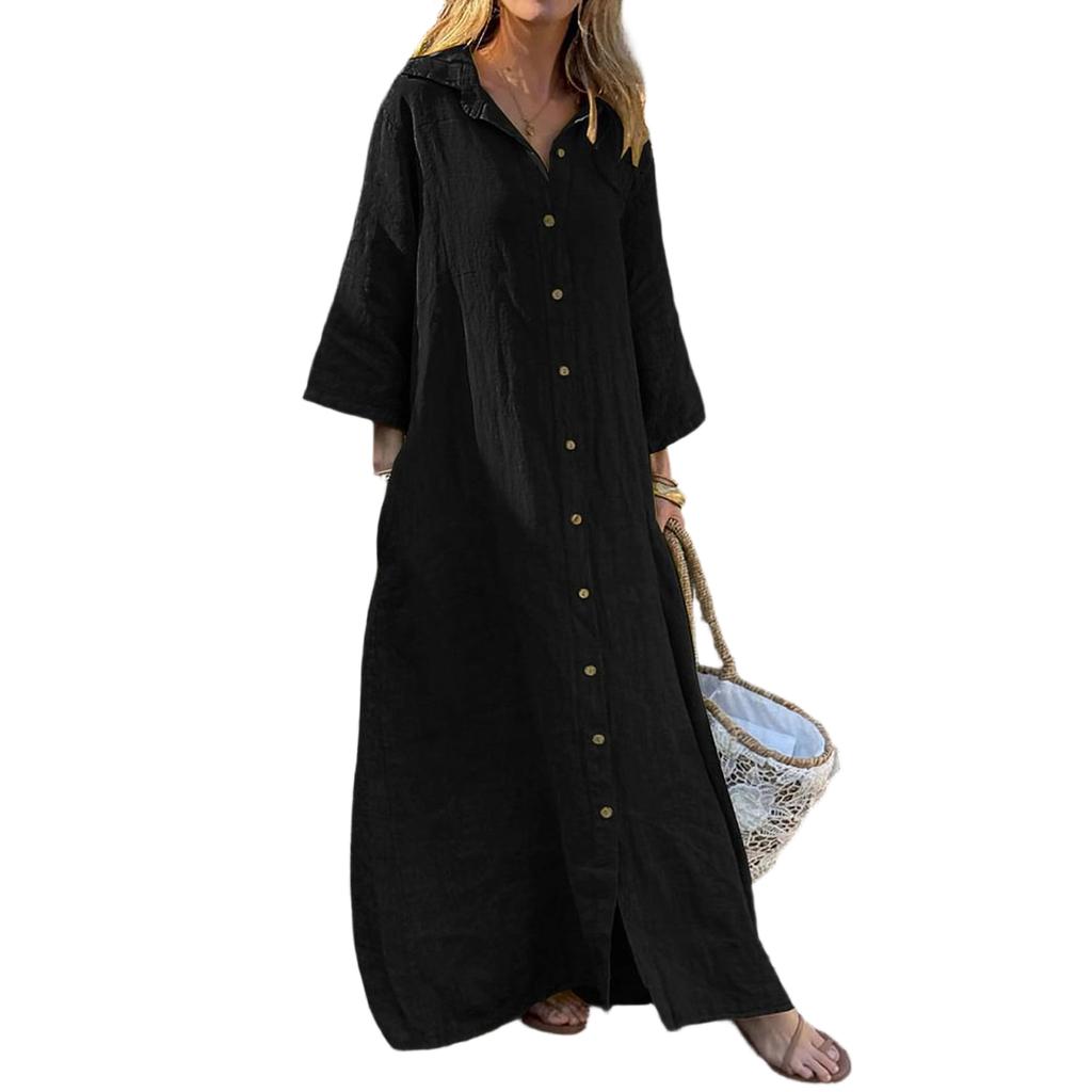 Dress For Women Spring  Long Sleeve Flowy Beach Vacation Long Shirt Dress