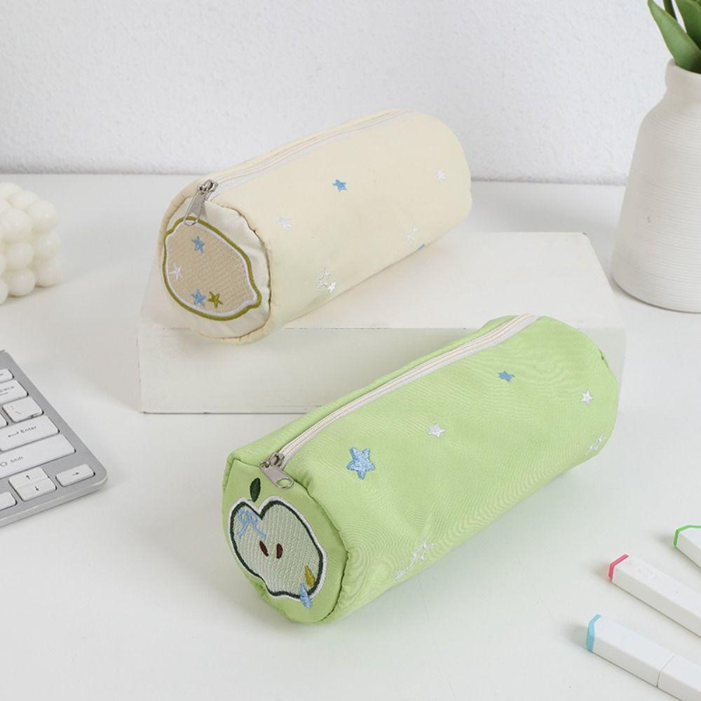 Embroidered Pen Bag Large Capacity Storage Bag Cartoon Cosmetic Bag  Student Gift