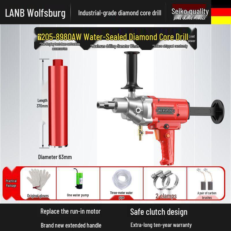 Diamantkern-Betonbohrer & Ständer – Handgehaltener Nass-/Trockenlochbohrer mit Wasserbohrermischer