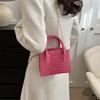 Stylish And Simple Winter New Small Square Bag Fashionable Shoulder Bag In Black Purple Khaki And Rose Pink