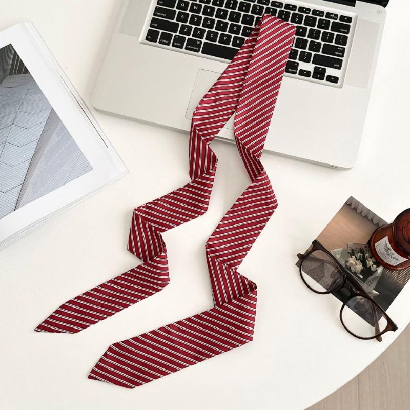 Striped Silk Scarf, Long Strip, New High-end Small Scarf, Neck Accessories, Tied Bag, Streamer Headscarf, Braided Hair Belt, Decorative Belt.