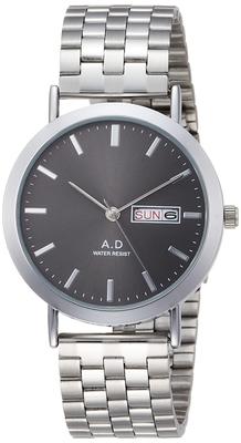 [Arias] Analog Amalfidia Watch Waterproof Day of the Week Date Metal Band Black Dial WW19039A-119 Men's Silver