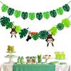 Tropical Leaf Flag Cartoon Hawaii Party Banner Creative Pineapple Turtle Leaves Banners  Wedding