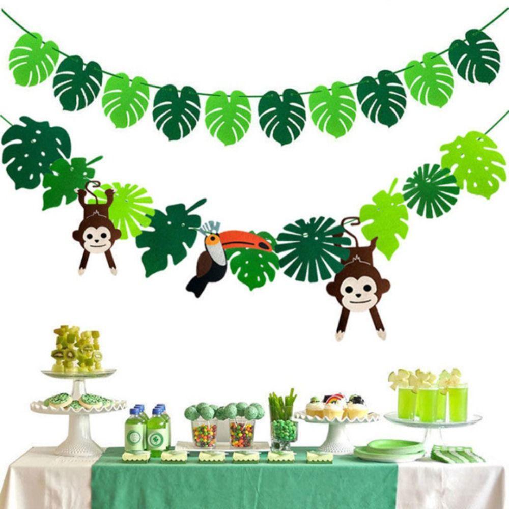Tropical Leaf Flag Cartoon Hawaii Party Banner Creative Pineapple Turtle Leaves Banners  Wedding