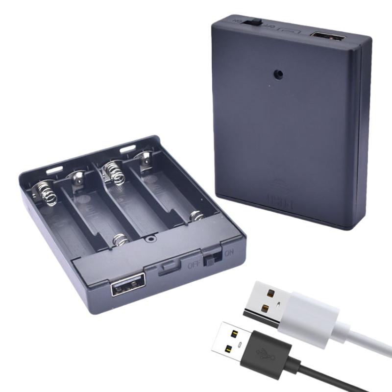 1Pcs USB Power Supply Battery Box Portable Mini 4AA Battery Holder Storage Box Case For LED Strip Light Accessories