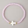 Bohemian Colorful Multi-faceted Crystal Bead Cross Shell Elastic Beaded Bracelets for Women Friend Vacation Stackable Jewelry