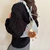 Borsa Sottobraccio Mezzaluna Ricamata in Oxford Nylon Borsa Tote con Fiocco per Esterno