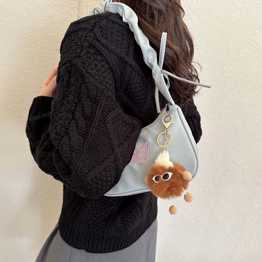 Borsa Sottobraccio Mezzaluna Ricamata in Oxford Nylon Borsa Tote con Fiocco per Esterno