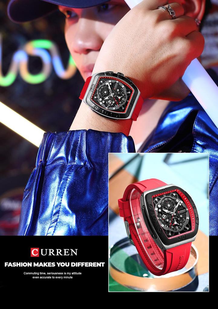 CURREN 8443 Waterproof Men's Chronograph Quartz Sports Watch with Calendar.