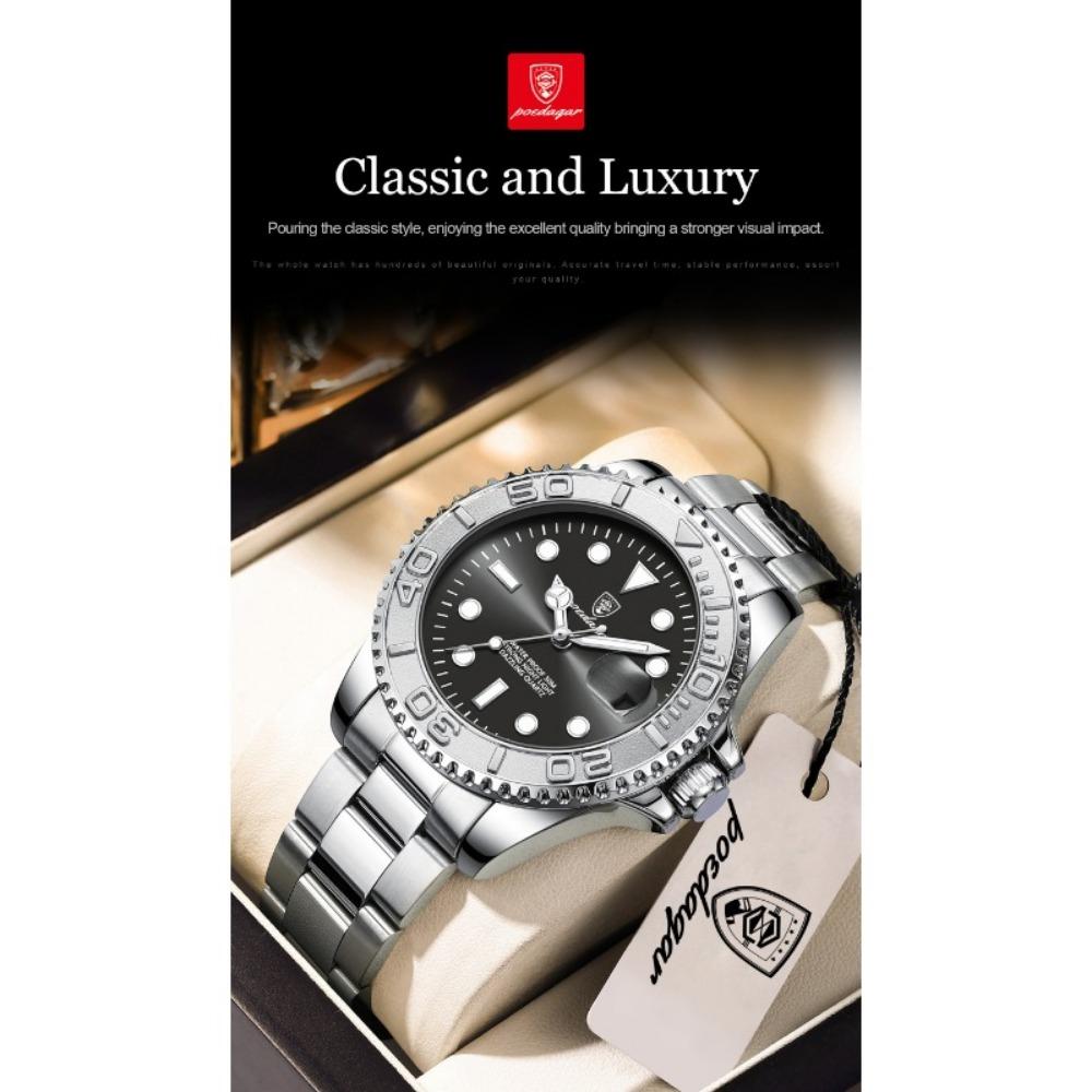 POEDAGAR Top Luxury Male Watch Waterproof Luminous Date Watch Stainless Steel Clock Sport Fashion Quartz Watches