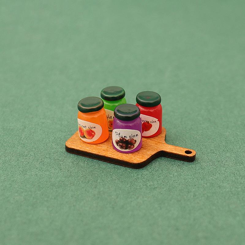5Pcs/Lot Dollhouse Diy Accessories Miniature Coffee Can Bread Spread Fruit Sauce Jam Food Model Kitchen Decor Toy