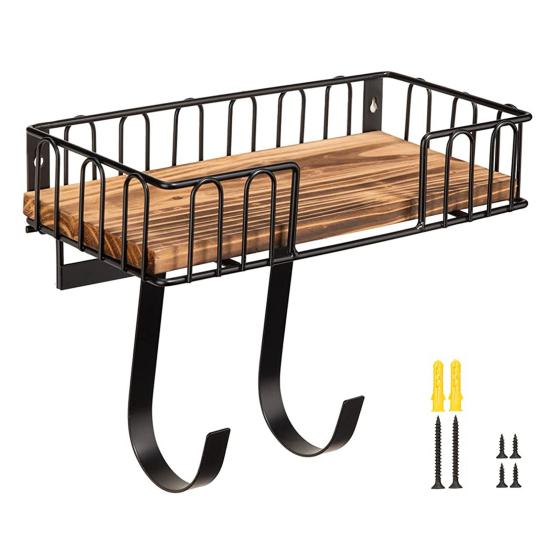 

Настенная вешалка для гладильной доски, стойка для хранения с крючками, простая в установке, организация декора прачечной с деревянным основанием для хранения коричневый