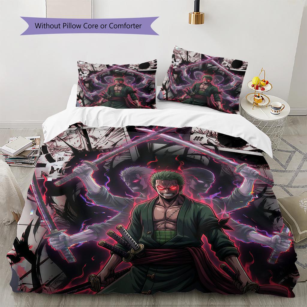 Roronoa Zoro Pattern Bedding Quilt Set Home Decoration Gift (1 * Duvet Cover + 2 * Pillowcase Without Core)
