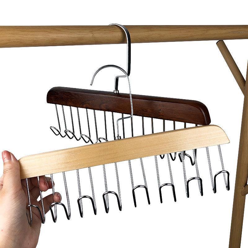 Multifunctional Wooden Hanger & Storage Rack for Clothes, Underwear & Ties