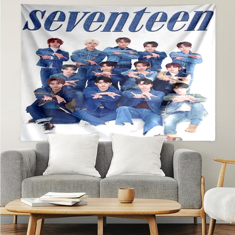 1PC Seven-teen Group K-pop music group Tapestry Accessories for Bedroom,Livingroom, dormitory Room Wall Decor Fan Birthday Gifts
