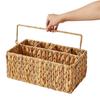 Кошик для столових приборів з 5 відділеннями Ручний плетений кошик для зберігання з ручкою Сільський органайзер для столових приборів для пікніка, барбекю, кухонної стільниці
