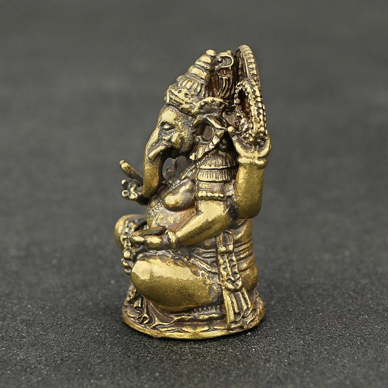 Vintage Brass Ganesha Statue Pocket India Thailand Elephant God Figure Sculpture Home Office Desk Decorative Ornament Gift