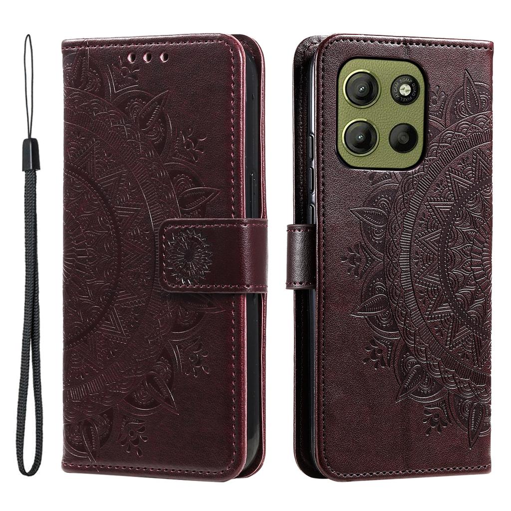 For Motorola Moto G15 4G Case Imprinted Totem PU Leather Wallet Stand Phone Cover