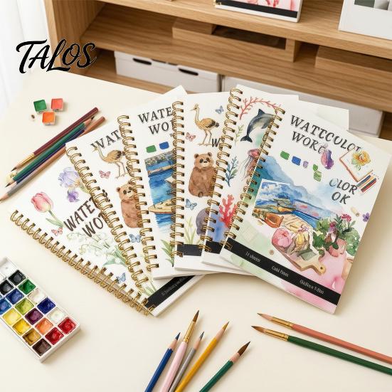 Watercolor Coloring Book for Kids Book, Clean And Bright Patterns Design, Thick Paper Sketchbook Multi-theme Paint Art Skill Development Nature Animal