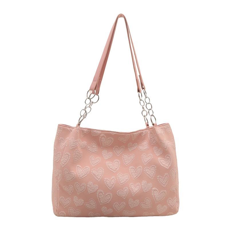 

Принт любовь сумка через плечо под мышкой женская большая вместимость для учебы и работы шопинг новая портативная сумка-тоут розовый