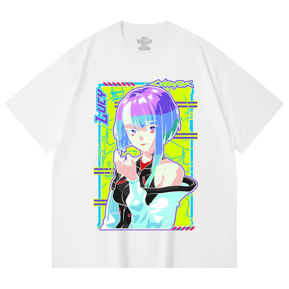 230 g/m² 100% Baumwolle Cyberpunk Edgerunners V8 Lucy Druck Unisex Schweres Baumwoll-T-Shirt