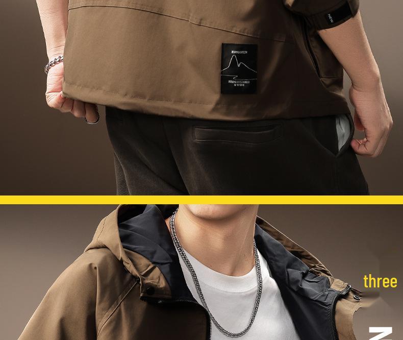 Premium Men's Outdoor Hooded Windbreaker - Functional, Durable, Autumn/Winter Jacket with Loose Fit and Three-Proof Technology