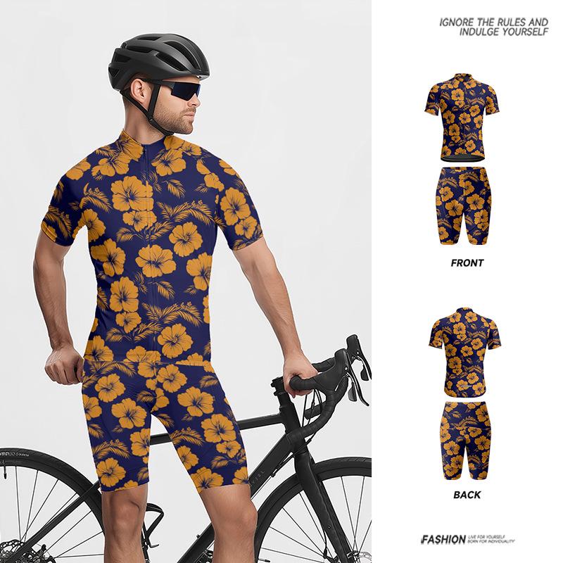 

Unisex Floral Print Cycling Jersey Set - Summer Casual Road Bike Apparel M