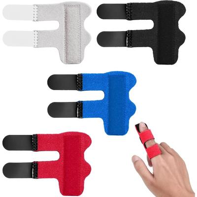 Pack of 4 Finger Splints, Adjustable Finger Support, Finger Stabiliser with Built-in Aluminium Strap for Broken, Tendonitis and Swollen Fingers