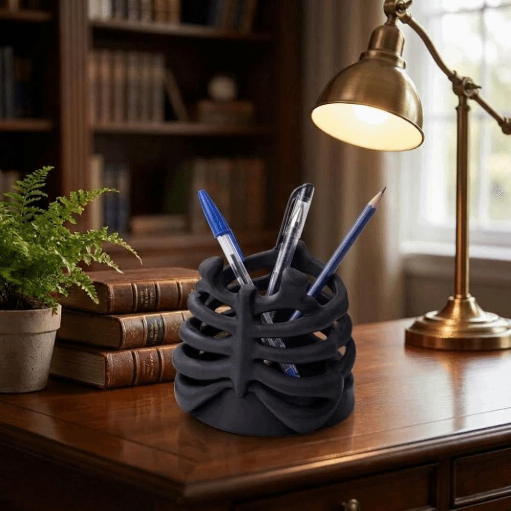 Gothic Style Rib Cage Pen Holder Plastic Skeleton Desk Organizer Stationery Holder  Office