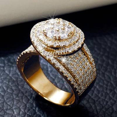 Huitan Δαχτυλίδια Γυναικεία Full Bling Iced Out με Ζιργκόν για Αρραβώνα Βέρες Γάμου Αξεσουάρ Υψηλής Ποιότητας Πολυτελή Μοντέρνα Κοσμήματα