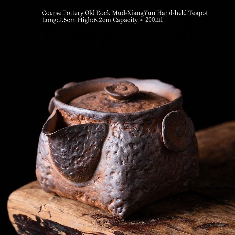

200ml Coarse Pottery Old Rock Mud Xiangyun Hand-held Teapot Tea Bowl Single High-End Tea Pot Tea Maker Household Tea Ceremony