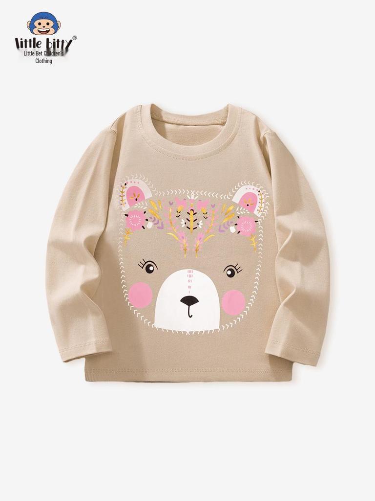 2025 Herbst/Winter Mädchen Strick Langarm Teddybär Cartoon Oberteil