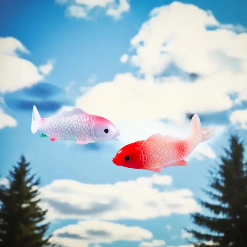 [J] 10Pcs DIY Decorative Goldfish Figurines Home Decor Dollhouse Miniature Model Fish Carp Simulation Animals For Kids Toys