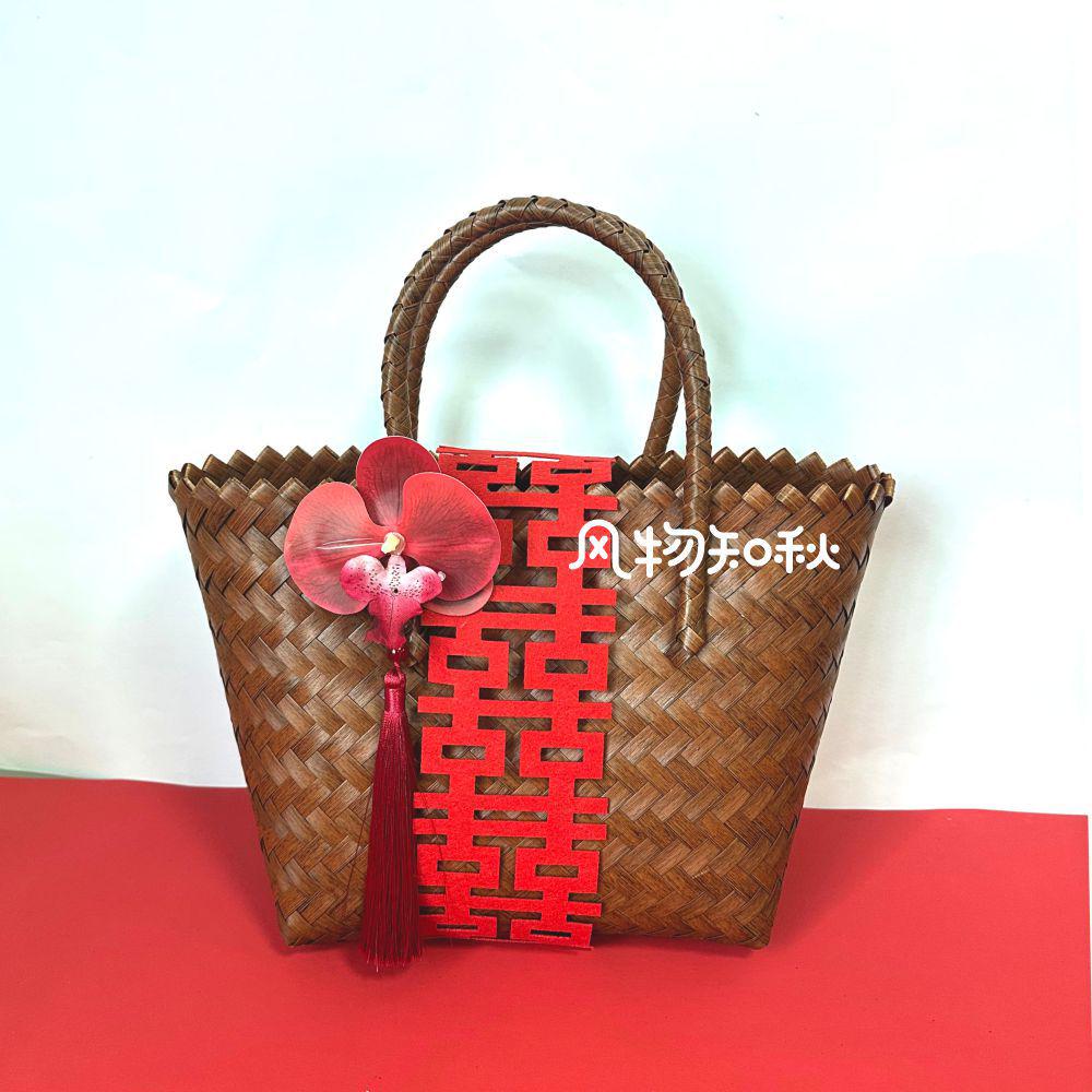 Bridal Woven Basket Handbag with Candy Box for Bridesmaid & Guest Gifts