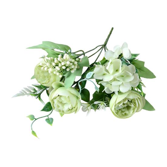 Artificial Peony Flower Bouquet Faux Silk Flower with Hydrangeas And Eucalyptus Leaves for Vase Floral Arrangements Table Centerpiece Wedding Party