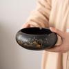 Retro Chinese-Style Large Windproof Ashtray - Coarse Pottery Design, High-End Luxury Cigarette Holder for Home & Office
