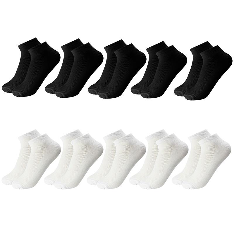 10 Pairs/Lot Breathable Men's Socks Short Ankle Elastic Solid Color Mesh Cotton Business Unisex Sock Plus Size EU38-46