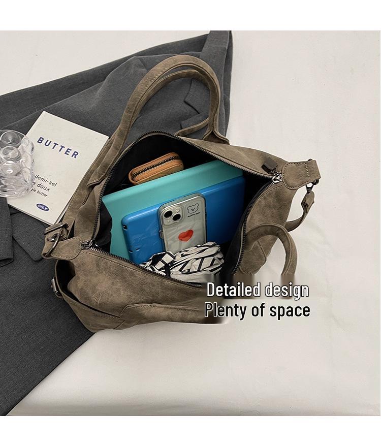 Stylish Large-Capacity Frosted Shoulder Bag: Versatile Women's Travel Handbag